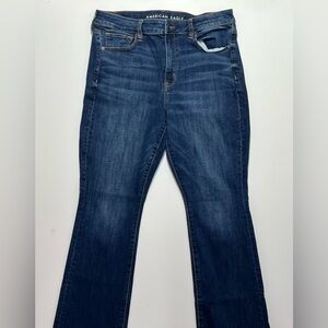 American Eagle High Rise Skinny Kick Blue Jeans, Next Level Stretch, 12 Short